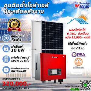 ชุดติดตั้งโซล่าเซลล์ SET 10 kW 3 เฟส ออนกริด